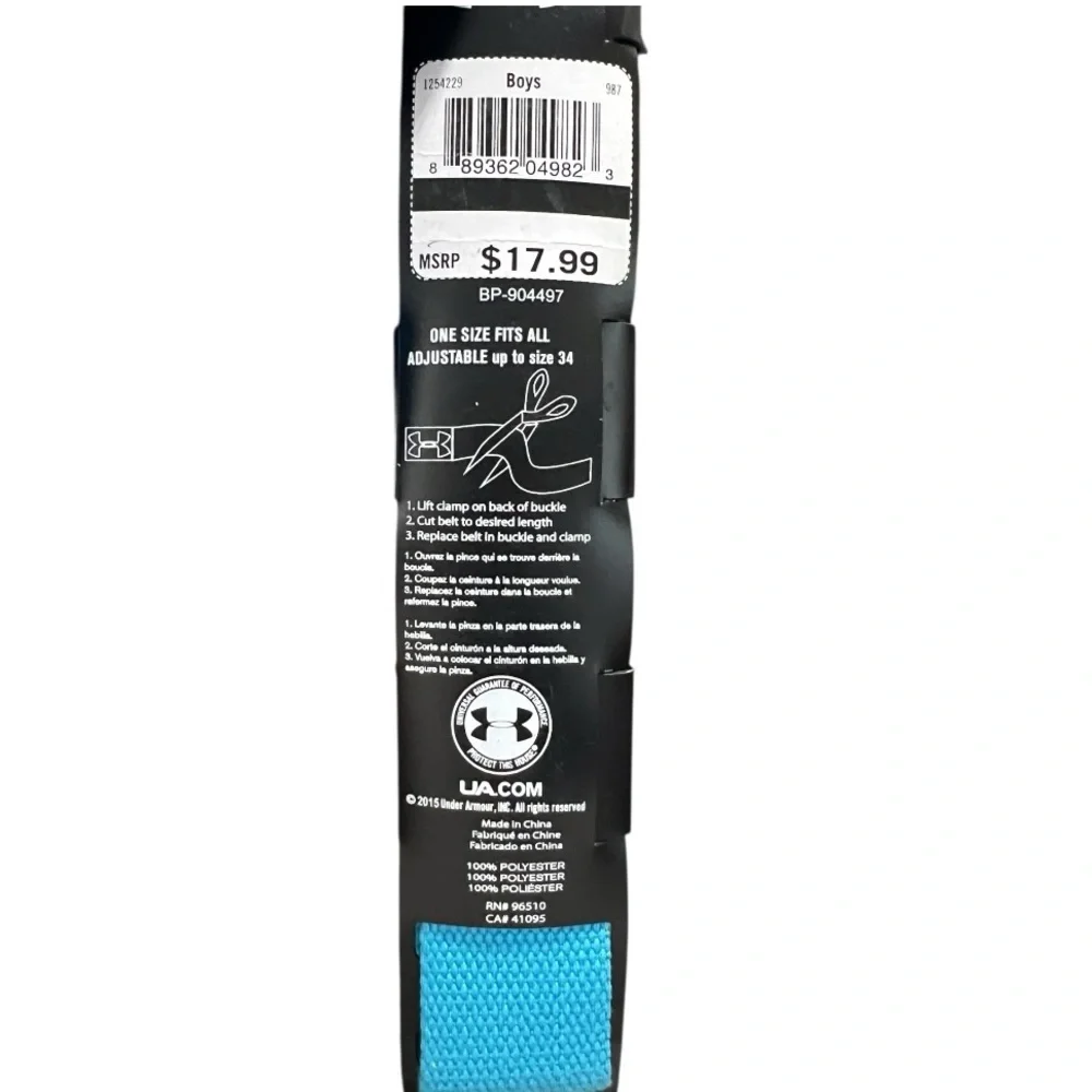 Under Armour Teal With Silver Toned Hardware Belt Adjustable Sizing Up To 34